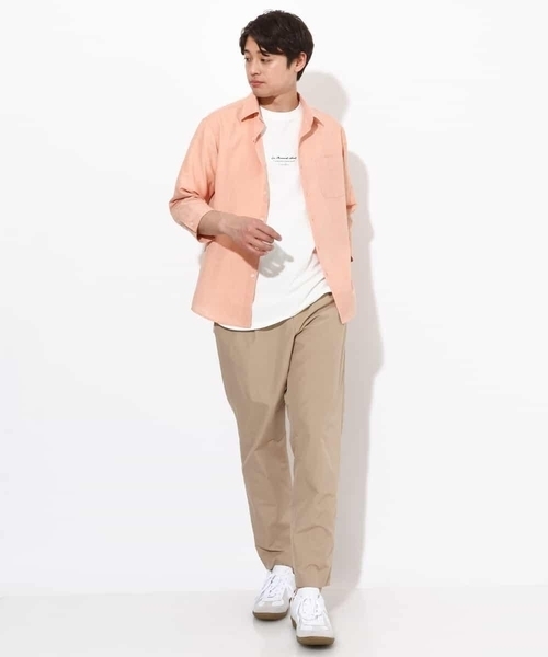 a.v.v（アーヴェヴェ）の「【定番アイテム】リネン混シャツ 7分袖（さらリネシリーズ）（シャツ/ブラウス・メンズ・ミント/ブルー/オレンジ/ライラック・44/46/48/50/52）」の10枚目の写真