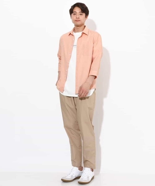 a.v.v（アーヴェヴェ）の「【定番アイテム】リネン混シャツ 7分袖（さらリネシリーズ）（シャツ/ブラウス・メンズ・ミント/ブルー/オレンジ/ライラック・44/46/48/50/52）」の11枚目の写真