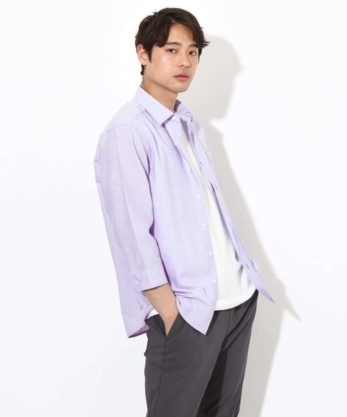 a.v.v（アーヴェヴェ）の「【定番アイテム】リネン混シャツ 7分袖（さらリネシリーズ）（シャツ/ブラウス・メンズ・ミント/ブルー/オレンジ/ライラック・44/46/48/50/52）」の22枚目の写真