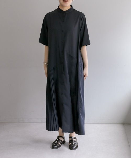【新品】SUM1 STYLE 半袖斜めプリーツワンピースearハピヨネ 新品】SUM1 STYLE 半袖斜めプリーツワンピースearハピヨネ ear