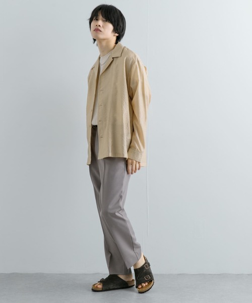SENSE OF PLACE by URBAN RESEARCH（センスオブプレイスバイアーバンリサーチ）の「シアーストライプオープンカラーシャツ（シャツ/ブラウス・メンズ・カーキ/ライトベージュ/ブラック・LARGE/MEDIUM）」の8枚目の写真