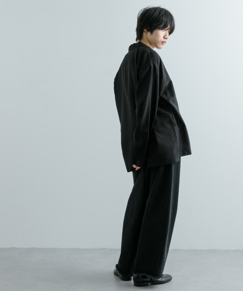 SENSE OF PLACE by URBAN RESEARCH（センスオブプレイスバイアーバンリサーチ）の「シアーストライプオープンカラーシャツ（シャツ/ブラウス・メンズ・カーキ/ライトベージュ/ブラック・LARGE/MEDIUM）」の16枚目の写真