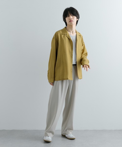 SENSE OF PLACE by URBAN RESEARCH（センスオブプレイスバイアーバンリサーチ）の「シアーストライプオープンカラーシャツ（シャツ/ブラウス・メンズ・カーキ/ライトベージュ/ブラック・LARGE/MEDIUM）」の22枚目の写真