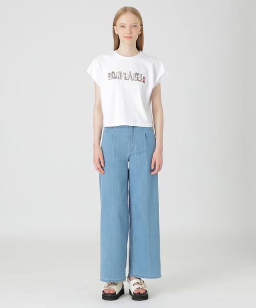 新品未使用タグ付クレストブリッジ【クラーク志織コラボベーシッククリア天竺Tシャツ クラーク志織コラボ】ベーシッククリア天竺Tシャツ | ブルー