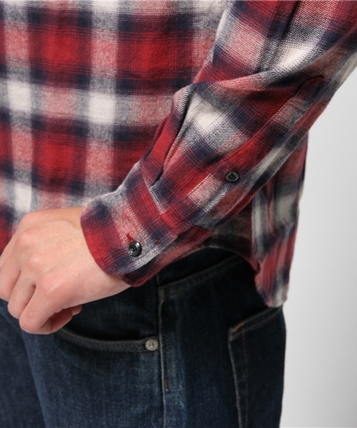 RAGEBLUE（レイジブルー）の「オンブレチェックバンドカラーシャツ長袖/569134（シャツ/ブラウス・メンズ・ブラック/レッド/キャメル/ネイビー・MEDIUM/LARGE）」の16枚目の写真