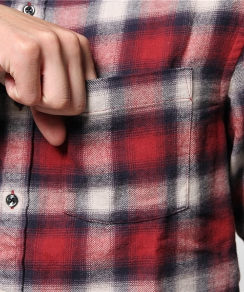 RAGEBLUE（レイジブルー）の「オンブレチェックバンドカラーシャツ長袖/569134（シャツ/ブラウス・メンズ・ブラック/レッド/キャメル/ネイビー・MEDIUM/LARGE）」の18枚目の写真