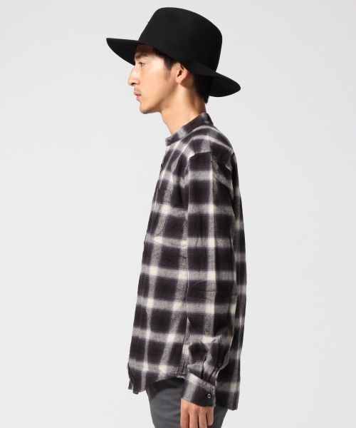 RAGEBLUE（レイジブルー）の「オンブレチェックバンドカラーシャツ長袖/569134（シャツ/ブラウス・メンズ・ブラック/レッド/キャメル/ネイビー・MEDIUM/LARGE）」の5枚目の写真