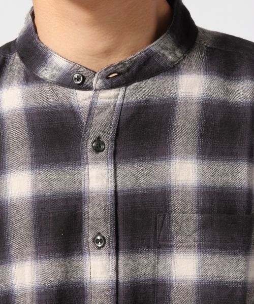 RAGEBLUE（レイジブルー）の「オンブレチェックバンドカラーシャツ長袖/569134（シャツ/ブラウス・メンズ・ブラック/レッド/キャメル/ネイビー・MEDIUM/LARGE）」の7枚目の写真