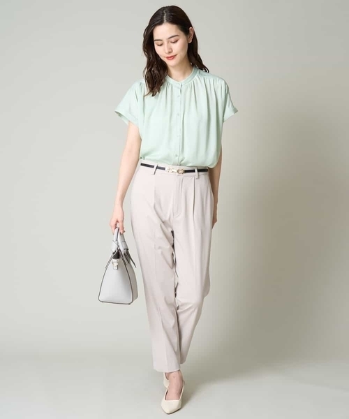 a.v.v（アーヴェヴェ）の「サテンギャザーブラウス（シャツ/ブラウス・レディース・ミント/ベージュ/チャコールグレー/ダークインディゴブルー・40/38/36/34/42）」の7枚目の写真