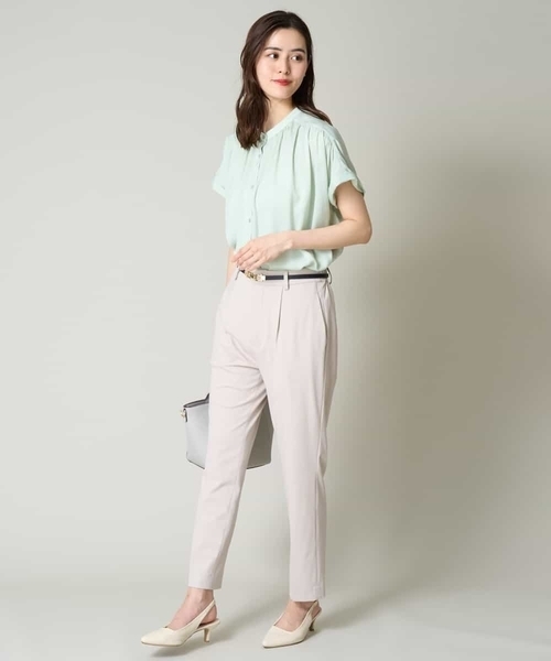 a.v.v（アーヴェヴェ）の「サテンギャザーブラウス（シャツ/ブラウス・レディース・ミント/ベージュ/チャコールグレー/ダークインディゴブルー・40/38/36/34/42）」の8枚目の写真