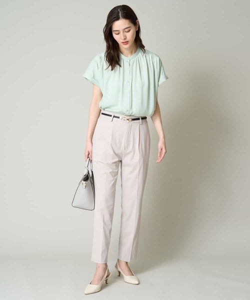 a.v.v（アーヴェヴェ）の「サテンギャザーブラウス（シャツ/ブラウス・レディース・ミント/ベージュ/チャコールグレー/ダークインディゴブルー・40/38/36/34/42）」の10枚目の写真