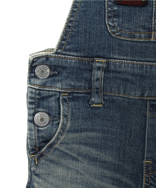 HYSTERIC MINI(ヒステリックミニ)の「HAPPY MINI TOKYO STYLES サロペット(9分丈)(サロペット/オーバーオール・キッズ・インディゴブルー・100/120/110)」の3枚目の写真