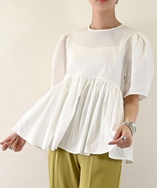 STYLEBLOCK（スタイルブロック）の「TCPUブロードペプラムギャザーブラウス（シャツ/ブラウス・レディース・ホワイト/ブラック/ブルー・M）」の2枚目の写真