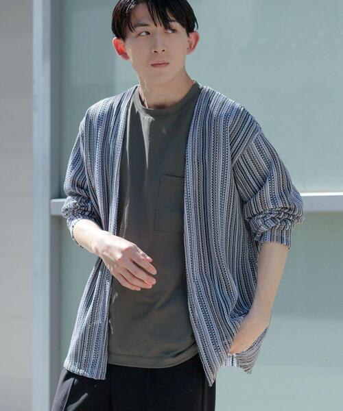 ITEMS URBANRESEARCH(アイテムズ アーバンリサーチ)の「バルファレース ミックスカラー カーディガン(カーディガン/ボレロ・メンズ・ブルー/ホワイト/イエロー・LARGE/MEDIUM)」の2枚目の写真