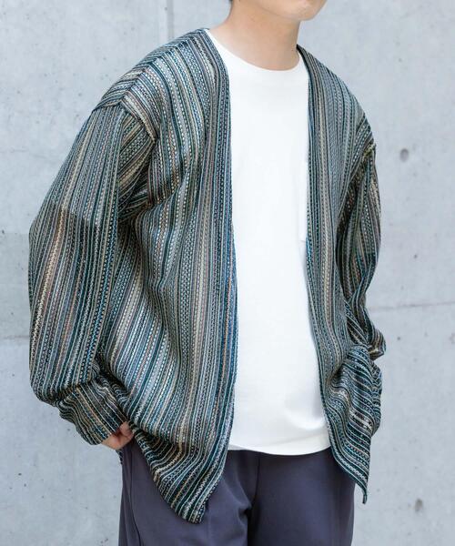 ITEMS URBANRESEARCH(アイテムズ アーバンリサーチ)の「バルファレース ミックスカラー カーディガン(カーディガン/ボレロ・メンズ・ブルー/ホワイト/イエロー・LARGE/MEDIUM)」の1枚目の写真