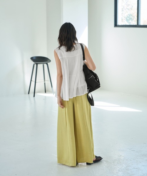STYLE DELI(スタイルデリ)の「【LUXE】コットン楊柳ノースリブラウス(シャツ/ブラウス・レディース・ホワイト/ターコイズブルー・FREE)」の6枚目の写真