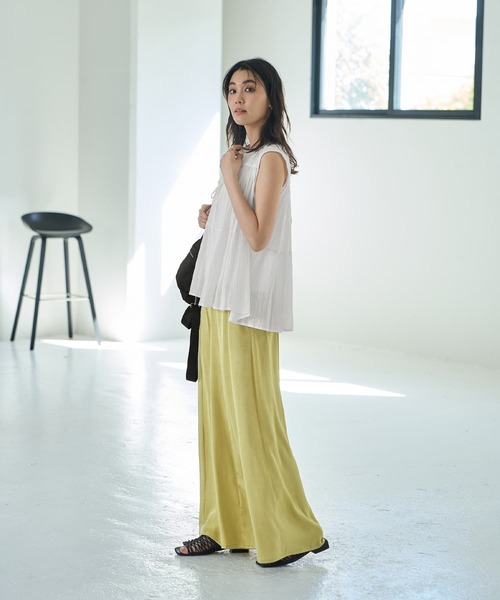 STYLE DELI(スタイルデリ)の「【LUXE】コットン楊柳ノースリブラウス(シャツ/ブラウス・レディース・ホワイト/ターコイズブルー・FREE)」の7枚目の写真