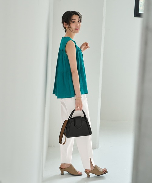 STYLE DELI(スタイルデリ)の「【LUXE】コットン楊柳ノースリブラウス(シャツ/ブラウス・レディース・ホワイト/ターコイズブルー・FREE)」の10枚目の写真