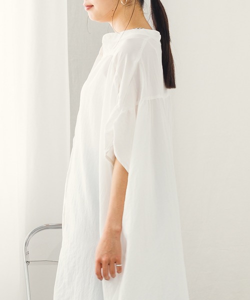 hunch（ハンチ）の「ギャザールーズシャツワンピース（シャツワンピース・レディース・セージグリーン/ホワイト/ブラック・FREE）」の8枚目の写真