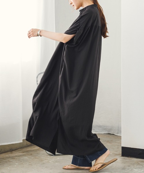 hunch（ハンチ）の「ギャザールーズシャツワンピース（シャツワンピース・レディース・セージグリーン/ホワイト/ブラック・FREE）」の10枚目の写真