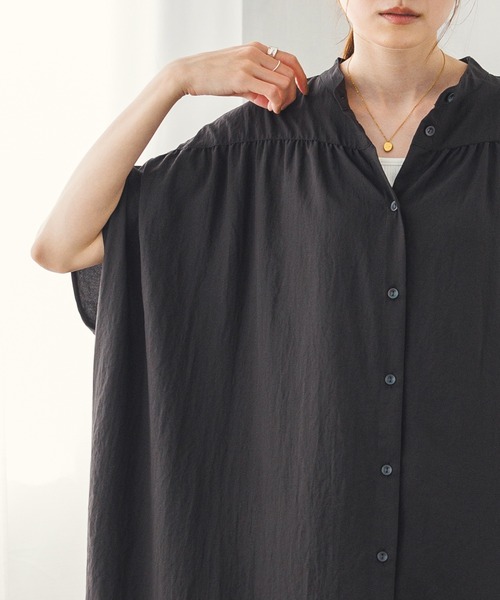 hunch（ハンチ）の「ギャザールーズシャツワンピース（シャツワンピース・レディース・セージグリーン/ホワイト/ブラック・FREE）」の13枚目の写真