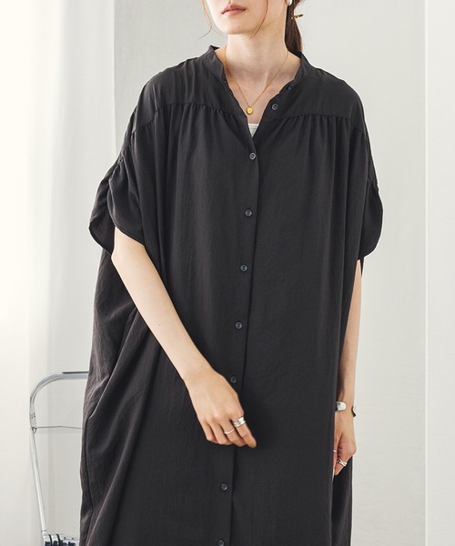 hunch（ハンチ）の「ギャザールーズシャツワンピース（シャツワンピース・レディース・セージグリーン/ホワイト/ブラック・FREE）」の17枚目の写真