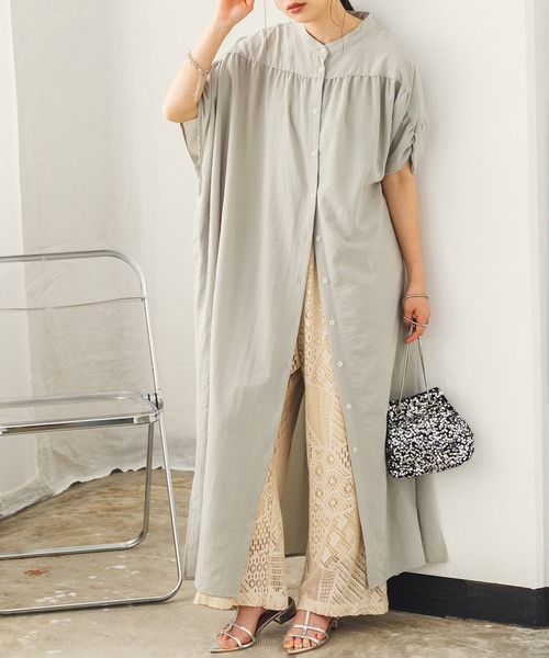 hunch（ハンチ）の「ギャザールーズシャツワンピース（シャツワンピース・レディース・セージグリーン/ホワイト/ブラック・FREE）」の19枚目の写真