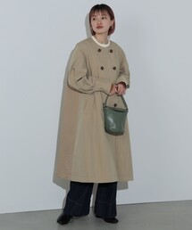 BEAMS HEART | 後ろ切替 ノーカラー ロングコート(トレンチコート)