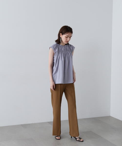 N.（N. Natural Beauty Basic）（エヌエヌナチュラルビューティーベーシック）の「◆シャーリングノースリブラウス（シャツ/ブラウス・レディース・ホワイト/ブルー/グレー・MEDIUM）」の12枚目の写真