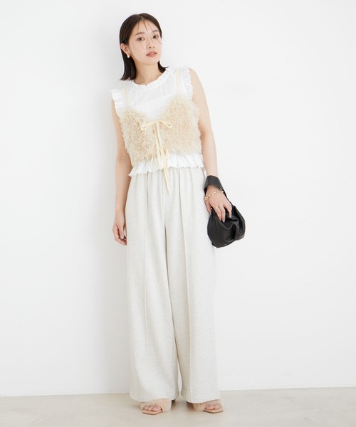 VIS（ビス）の「【セットアップ対応】裏毛スウェットリラックスパンツ【洗える】（その他パンツ・レディース・ブラック/キナリ/ライトグレー・FREE）」の6枚目の写真