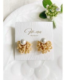 【Hi-na】【Beads Works】ボリュームビーズ×コットンパール　ピアス(MA)