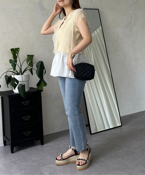 prose verse（プロズヴェール）の「【裾取り外し可能】2wayチュールドッキングペプラムカーディガン（カーディガン/ボレロ・レディース・ベージュ/ブラック・LARGE/MEDIUM）」の11枚目の写真