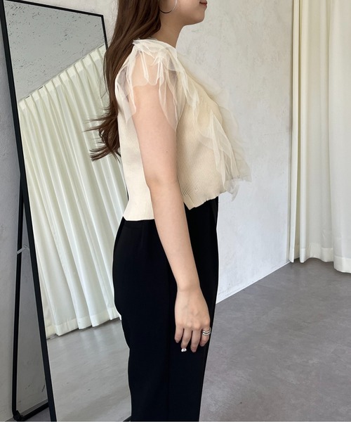 prose verse（プロズヴェール）の「【裾取り外し可能】2wayチュールドッキングペプラムカーディガン（カーディガン/ボレロ・レディース・ベージュ/ブラック・LARGE/MEDIUM）」の13枚目の写真