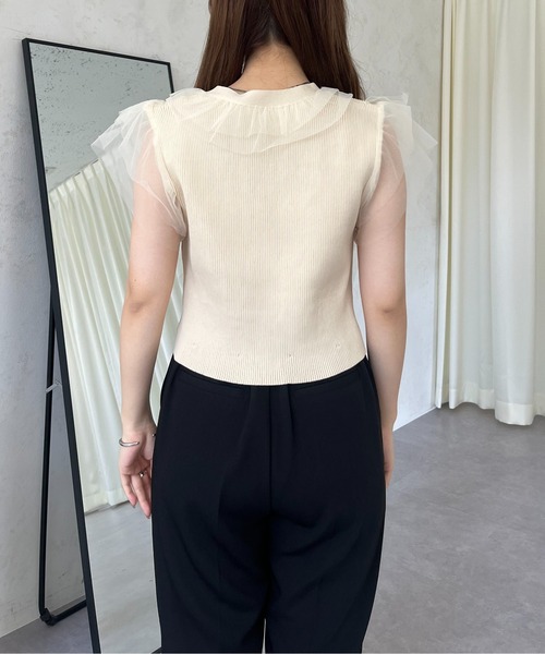 prose verse（プロズヴェール）の「【裾取り外し可能】2wayチュールドッキングペプラムカーディガン（カーディガン/ボレロ・レディース・ベージュ/ブラック・LARGE/MEDIUM）」の14枚目の写真