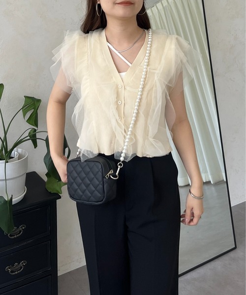 prose verse（プロズヴェール）の「【裾取り外し可能】2wayチュールドッキングペプラムカーディガン（カーディガン/ボレロ・レディース・ベージュ/ブラック・LARGE/MEDIUM）」の15枚目の写真