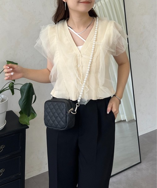 prose verse（プロズヴェール）の「【裾取り外し可能】2wayチュールドッキングペプラムカーディガン（カーディガン/ボレロ・レディース・ベージュ/ブラック・LARGE/MEDIUM）」の16枚目の写真