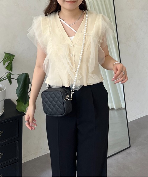 prose verse（プロズヴェール）の「【裾取り外し可能】2wayチュールドッキングペプラムカーディガン（カーディガン/ボレロ・レディース・ベージュ/ブラック・LARGE/MEDIUM）」の17枚目の写真