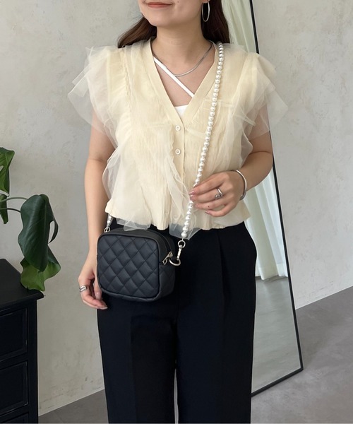 prose verse（プロズヴェール）の「【裾取り外し可能】2wayチュールドッキングペプラムカーディガン（カーディガン/ボレロ・レディース・ベージュ/ブラック・LARGE/MEDIUM）」の18枚目の写真