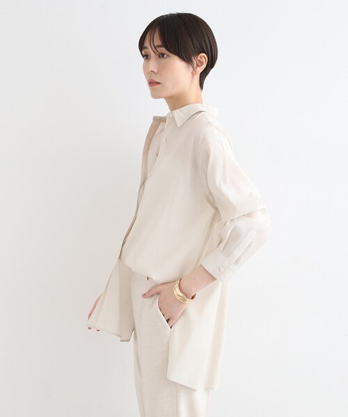 INDIVI（インディヴィ）の「【洗える】大人シアーオーバーシャツ（シャツ/ブラウス・レディース・ライトベージュ/ブラック/ボルドー/モスグリーン・05/38/34/19/15 /13）」の10枚目の写真