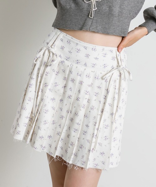 OLIVE des OLIVE(オリーブデオリーブ)の「ダブルリボンプリーツスカート(スカート・レディース・ブルー/ブラック系その他/グレイッシュベージュ/その他・FREE)」の4枚目の写真