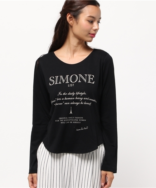 SIMONE LIST(シモーヌリスト)の「C/R長袖プリントTシャツ(Tシャツ/カットソー・レディース・レッド/アイボリー/ブラック・38)」の4枚目の写真