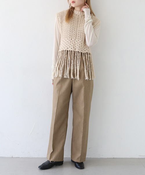 CLEIO（クレイオ）の「【CLEIO】フリンジショートベスト FRINGE SHORT VEST/986-12602（ベスト・レディース・アイボリー/ライトベージュ/チャコールグレー・FREE）」の17枚目の写真