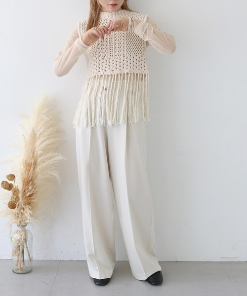CLEIO（クレイオ）の「【CLEIO】フリンジショートベスト FRINGE SHORT VEST/986-12602（ベスト・レディース・アイボリー/ライトベージュ/チャコールグレー・FREE）」の20枚目の写真