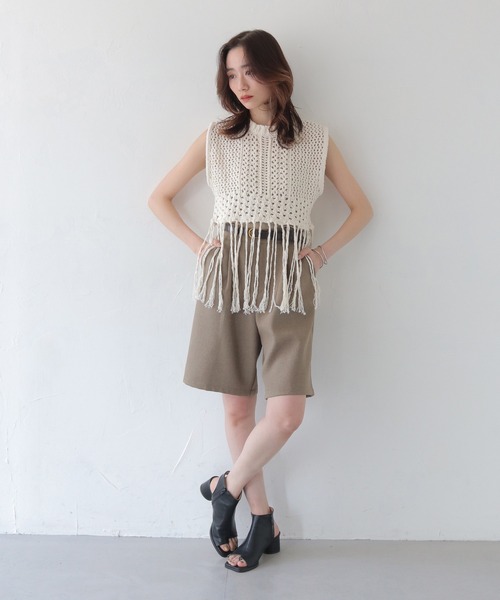 CLEIO（クレイオ）の「【CLEIO】フリンジショートベスト FRINGE SHORT VEST/986-12602（ベスト・レディース・アイボリー/ライトベージュ/チャコールグレー・FREE）」の21枚目の写真