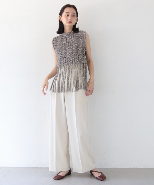 CLEIO（クレイオ）の「【CLEIO】フリンジショートベスト FRINGE SHORT VEST/986-12602（ベスト・レディース・アイボリー/ライトベージュ/チャコールグレー・FREE）」の5枚目の写真