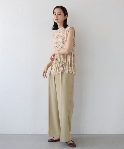 CLEIO（クレイオ）の「【CLEIO】フリンジショートベスト FRINGE SHORT VEST/986-12602（ベスト・レディース・アイボリー/ライトベージュ/チャコールグレー・FREE）」の6枚目の写真
