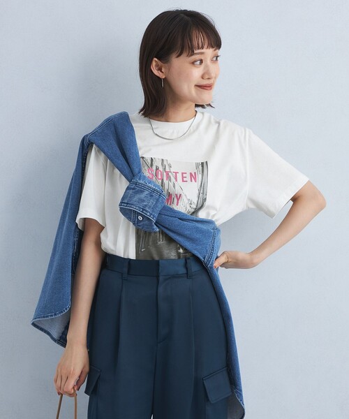 green label relaxing（グリーンレーベルリラクシング）の「フォトプリント Tシャツ（Tシャツ/カットソー・レディース・クリーム/ライトピンク/ライトブルー・FREE）」の4枚目の写真