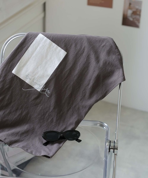 Doula Doula（ドゥーラドゥーラ）の「シルバー箔プリントフレンチスリーブTシャツ（Tシャツ/カットソー・レディース・ホワイト/チャコール・FREE）」の20枚目の写真