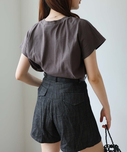 Doula Doula（ドゥーラドゥーラ）の「シルバー箔プリントフレンチスリーブTシャツ（Tシャツ/カットソー・レディース・ホワイト/チャコール・FREE）」の9枚目の写真