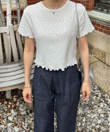フラワーショートワッフルTシャツ